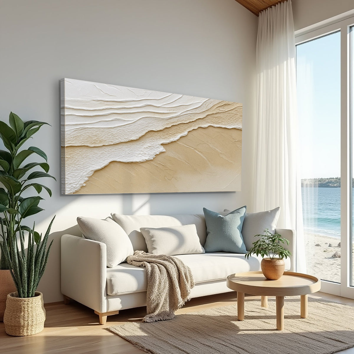 Neutral Ocean Waves Wall Art, photo 2 of 10