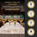 Large Diamond Wine Glasses, 10" H Gold Rim (4, Blue)