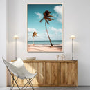 Tropical Beach Wall Art Canvas Print – Framed Coastal Palm