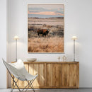 Solitary Buffalo Wall Art Canvas Print – Framed Golden