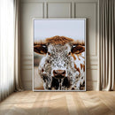 Texas Longhorn Wall Art Canvas Print – Spotted Horned Cattle