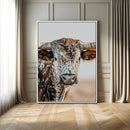 Texas Longhorn Wall Art Canvas Print – Speckled Horned Bull