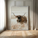 Texas Longhorn Wall Art Canvas Print – Brown Horned Bull