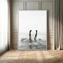 Minimal Ocean Wall Art Canvas Print – Framed Monochrome