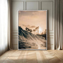 Golden Hour Ocean Wave Wall Art Canvas Print – Framed