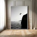 Cliff Jumping Silhouette Wall Art Canvas Print – Framed