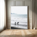 Surfer Silhouettes Wall Art Canvas Print – Minimalist Ocean