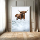 Highland Cow Wall Art Canvas Print – Framed Horned Scottish