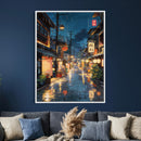 Tokyo Tea House Canvas Wall Art — Japan Rainy Night Street by MyGreatCanvas | Canvas Wall Art Prints | Photo Prints & Wall Decor