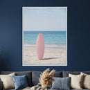 Pink Surfboard Canvas Wall Art, Minimalist Beach Photography by MyGreatCanvas | Canvas Wall Art Prints | Photo Prints & Wall Decor