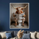 Funny Bathroom Canvas Wall Art, Texas Longhorn on Toilet by MyGreatCanvas | Canvas Wall Art Prints | Photo Prints & Wall Decor