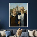 Funny Bathroom Canvas Wall Art, Grant Wood American Gothic by MyGreatCanvas | Canvas Wall Art Prints | Photo Prints & Wall Decor