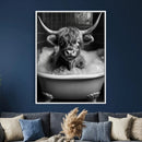 Highland Cow Bathtub Canvas Wall Art, Funny Bathroom Print by MyGreatCanvas | Canvas Wall Art Prints | Photo Prints & Wall Decor