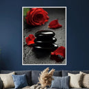 Black Lava Stone Rose Canvas | Red Rose Spa Photography by MyGreatCanvas | Canvas Wall Art Prints | Photo Prints & Wall Decor