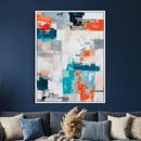 Blue Teal Abstract Canvas Wall Art, Modern Textured Painting Print, Navy Orange White Contemporary Art, Neutral Living Room Decor, Office Art by MyGreatCanvas | Canvas Wall Art Prints | Photo Prints & Wall Decor