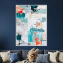 Blue Teal Abstract Canvas Wall Art, Modern Textured Painting Print, Navy Orange White Contemporary Art, Neutral Living Room Decor, Office Art by MyGreatCanvas | Canvas Wall Art Prints | Photo Prints & Wall Decor