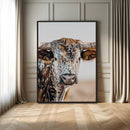 Texas Longhorn Wall Art Canvas Print – Speckled Horned Bull