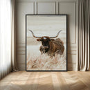 Texas Longhorn Wall Art Canvas Print – Brown Horned Bull