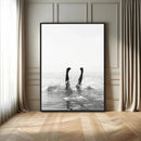 Minimal Ocean Wall Art Canvas Print – Framed Monochrome