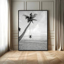 Black White Palm Tree Wall Art Canvas Print – Framed