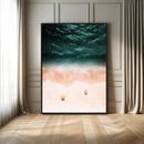 Aerial Serenity Wall Art Canvas Print – Gentle Waves Peach