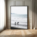 Surfer Silhouettes Wall Art Canvas Print – Minimalist Ocean