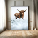Highland Cow Wall Art Canvas Print – Framed Horned Scottish