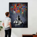 Banksy Inspired Boy Swing Wall Art Canvas Print by MyGreatCanvas | Canvas Wall Art Prints | Photo Prints & Wall Decor