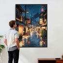 Tokyo Tea House Canvas Wall Art — Japan Rainy Night Street by MyGreatCanvas | Canvas Wall Art Prints | Photo Prints & Wall Decor