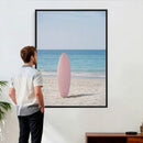 Pink Surfboard Canvas Wall Art, Minimalist Beach Photography by MyGreatCanvas | Canvas Wall Art Prints | Photo Prints & Wall Decor