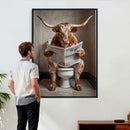 Funny Bathroom Canvas Wall Art, Texas Longhorn on Toilet by MyGreatCanvas | Canvas Wall Art Prints | Photo Prints & Wall Decor