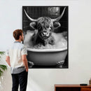 Highland Cow Bathtub Canvas Wall Art, Funny Bathroom Print by MyGreatCanvas | Canvas Wall Art Prints | Photo Prints & Wall Decor