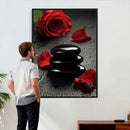 Black Lava Stone Rose Canvas | Red Rose Spa Photography by MyGreatCanvas | Canvas Wall Art Prints | Photo Prints & Wall Decor