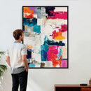 Blue Teal Abstract Canvas Wall Art, Modern Textured Painting Print, Navy Orange White Contemporary Art, Neutral Living Room Decor, Office Art by MyGreatCanvas | Canvas Wall Art Prints | Photo Prints & Wall Decor