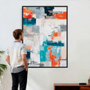 Blue Teal Abstract Canvas Wall Art, Modern Textured Painting Print, Navy Orange White Contemporary Art, Neutral Living Room Decor, Office Art by MyGreatCanvas | Canvas Wall Art Prints | Photo Prints & Wall Decor