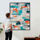 Blue Teal Abstract Canvas Wall Art, Modern Textured Painting Print, Navy Orange White Contemporary Art, Neutral Living Room Decor, Office Art by MyGreatCanvas | Canvas Wall Art Prints | Photo Prints & Wall Decor