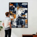 Blue Teal Abstract Canvas Wall Art, Modern Textured Painting Print, Navy Orange White Contemporary Art, Neutral Living Room Decor, Office Art by MyGreatCanvas | Canvas Wall Art Prints | Photo Prints & Wall Decor