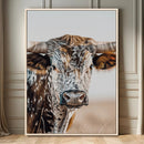 Texas Longhorn Wall Art Canvas Print – Speckled Horned Bull