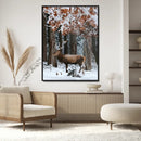 Winter Deer Landscape Wall Art Canvas Print – Serene Snowy