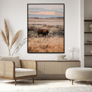 Solitary Buffalo Wall Art Canvas Print – Framed Golden