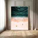 Aerial Serenity Wall Art Canvas Print – Gentle Waves Peach