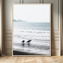 Surfer Silhouettes Wall Art Canvas Print – Minimalist Ocean