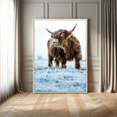 Minimalist Scottish Highland Cow Wall Art Canvas Print –