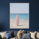 Pink Surfboard Canvas Wall Art, Minimalist Beach Photography by MyGreatCanvas | Canvas Wall Art Prints | Photo Prints & Wall Decor