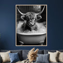 Highland Cow Bathtub Canvas Wall Art, Funny Bathroom Print by MyGreatCanvas | Canvas Wall Art Prints | Photo Prints & Wall Decor