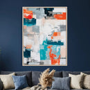 Blue Teal Abstract Canvas Wall Art, Modern Textured Painting Print, Navy Orange White Contemporary Art, Neutral Living Room Decor, Office Art by MyGreatCanvas | Canvas Wall Art Prints | Photo Prints & Wall Decor