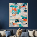 Blue Teal Abstract Canvas Wall Art, Modern Textured Painting Print, Navy Orange White Contemporary Art, Neutral Living Room Decor, Office Art by MyGreatCanvas | Canvas Wall Art Prints | Photo Prints & Wall Decor