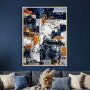 Blue Teal Abstract Canvas Wall Art, Modern Textured Painting Print, Navy Orange White Contemporary Art, Neutral Living Room Decor, Office Art by MyGreatCanvas | Canvas Wall Art Prints | Photo Prints & Wall Decor
