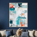 Blue Teal Abstract Canvas Wall Art, Modern Textured Painting Print, Navy Orange White Contemporary Art, Neutral Living Room Decor, Office Art by MyGreatCanvas | Canvas Wall Art Prints | Photo Prints & Wall Decor