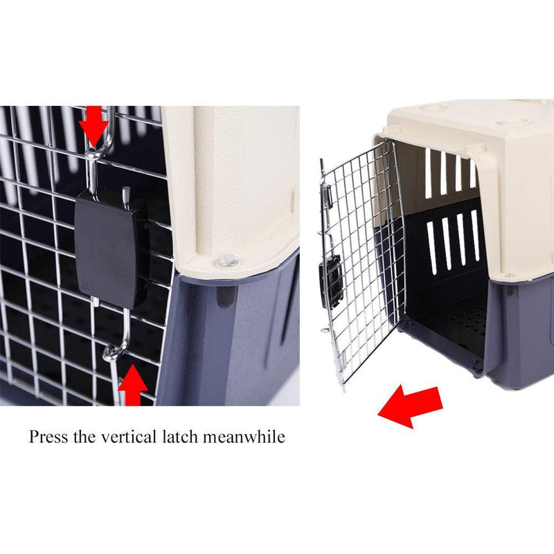 Plastic Cat & Dog Carrier Cage with Chrome Door Portable Pet Box Airline Approved, Large